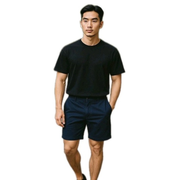 AG Adriano Goldschmied Navy Blue Sueded Chino Shorts The Wanderer Mens Size 36R - Picture 1 of 8